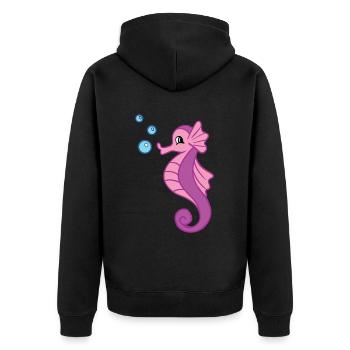 Enfants hippocampe océan sous-marin - Veste à capuche bio Premium Unisexe - noir - Dos - Nico (187cm)