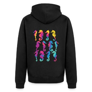 Seepferdchen Arten Ozean Unterwasser - Unisex Premium Bio Zip Hoodie - Schwarz - Hinten - Nico (187cm)