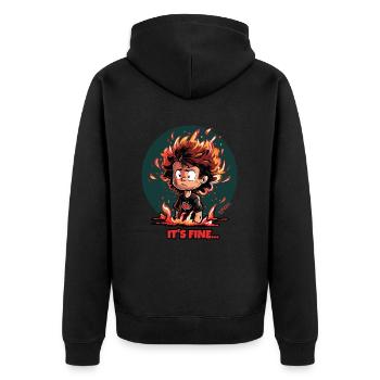 Everything's burning, but it's alright, boy - Unisex Premium Organic Zip Hoodie - black - Back - Nico (187cm)