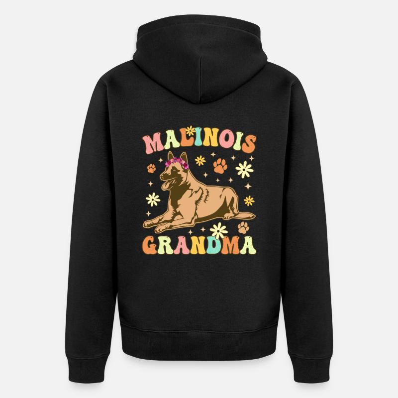 Malinois Granny Groovy Belge Malinois - Veste à capuche bio Premium Unisexe - noir
