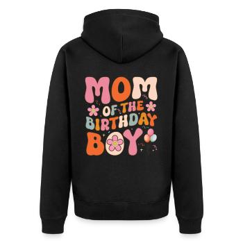 Mutter des Geburtstagskindes Groovy Mutter Familie - Unisex Premium Bio Zip Hoodie - Schwarz - Hinten - Nico (187cm)