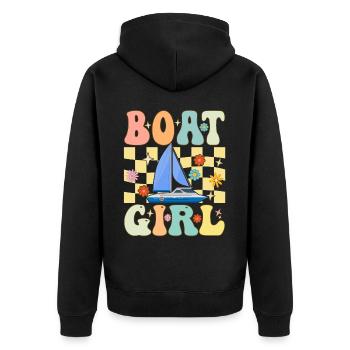 Boot Girl Groovy Boating Girl Female Boating - Unisex Premium Organic Zip Hoodie - black - Back - Nico (187cm)