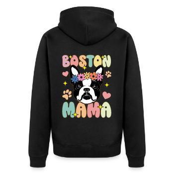 Boston Mom Groovy Boston Terrier Mom - Unisex Premium Organic Zip Hoodie - black - Back - Nico (187cm)