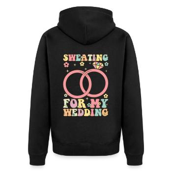 Schwitzen für meine Hochzeit Groovy Bridal Party B - Unisex Premium Bio Zip Hoodie - Schwarz - Hinten - Nico (187cm)