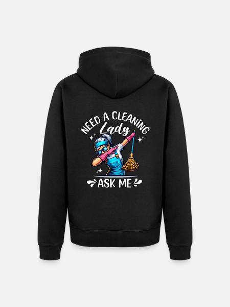 Cleaning lady cleaner - Unisex Premium Organic Zip Hoodie - black
