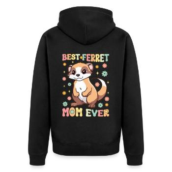 Beste Frettchen-Mutter aller Zeiten Groovy Ferret - Unisex Premium Bio Zip Hoodie - Schwarz - Hinten - Nico (187cm)