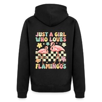 Juste une fille qui aime les flamants roses Groovy Flamin - Veste à capuche bio Premium Unisexe - noir - Dos - Nico (187cm)