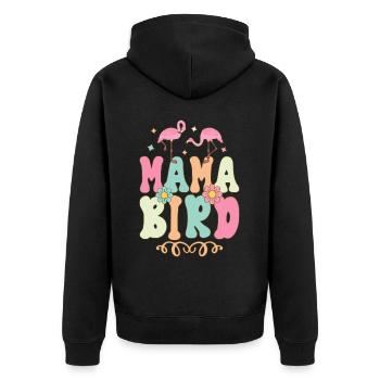 Mama Bird Groovy Flamingo Mama - Veste à capuche bio Premium Unisexe - noir - Dos - Nico (187cm)