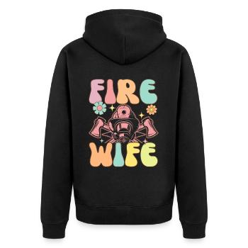 Fire Wife Groovy Firefighter Firefighter - Unisex Premium Organic Zip Hoodie - black - Back - Nico (187cm)