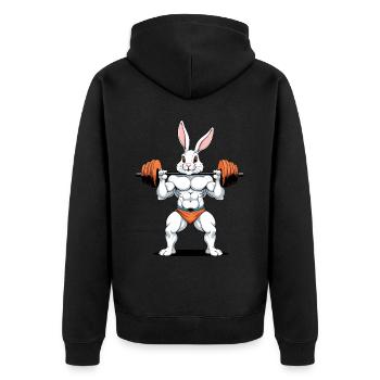 Easter Bunny Body Building Animal Funny Workout - Unisex Premium Organic Zip Hoodie - black - Back - Nico (187cm)