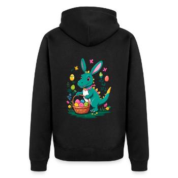Iconic Easter Dinosaur Dinosaur Easter Bunny - Unisex Premium Organic Zip Hoodie - black - Back - Nico (187cm)