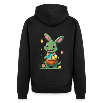 Iconic Easter Dinosaur Dinosaur Easter Bunny - Unisex Premium Organic Zip Hoodie - black - Back - Nico (187cm)
