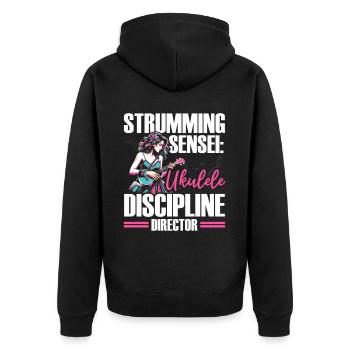 Ukelele Teacher Instrument Ukelele Player Uke - Unisex Premium Organic Zip Hoodie - black - Back - Nico (187cm)