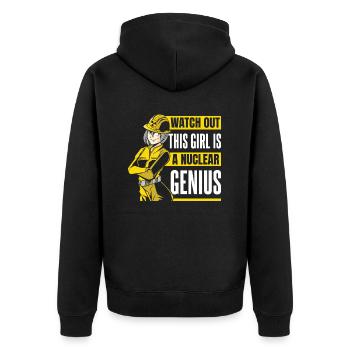 This Girl Is A Nuclear Genuis Energy Nuclear - Unisex Premium Organic Zip Hoodie - black - Back - Nico (187cm)