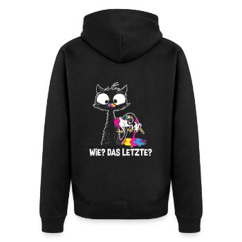 Comment le dernier chat mange les chats licornes - Veste à capuche bio Premium Unisexe - noir - Dos - Nico (187cm)