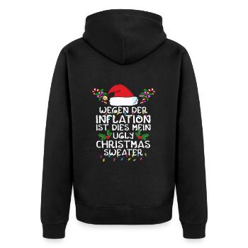 Wegen Inflation Ist Dies Ugly Christmas Sweater - Unisex Premium Bio Zip Hoodie - Schwarz - Hinten - Nico (187cm)