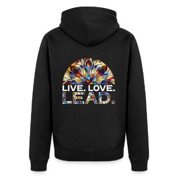 Vitrail peintre vivre amour plomb - Veste à capuche bio Premium Unisexe - noir - Dos - Nico (187cm)