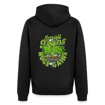 Microgreens Small Greens Huge Gains - Unisex Premium Organic Zip Hoodie - black - Back - Nico (187cm)