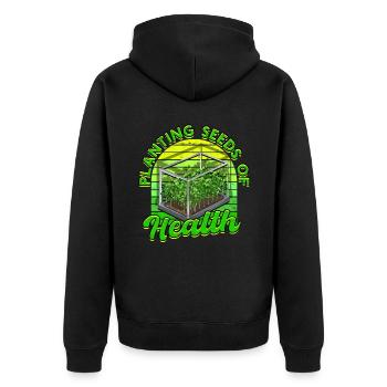 Microgreens Planting Seeds Of Health - Unisex Premium Organic Zip Hoodie - black - Back - Nico (187cm)