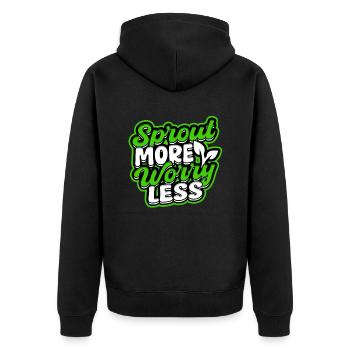 Microgreen Microgreens Sprout More Worry Less - Unisex Premium Organic Zip Hoodie - black - Back - Nico (187cm)