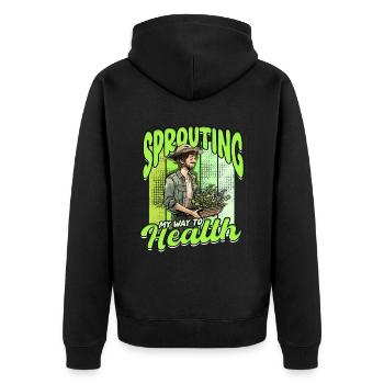Microgreens Sprouting My Way To Health - Unisex Premium Organic Zip Hoodie - black - Back - Nico (187cm)