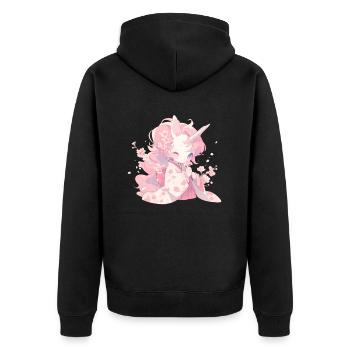 Licorne Sirène Kawaii Japonais - Veste à capuche bio Premium Unisexe - noir - Dos - Nico (187cm)