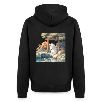 Licorne Kawaii Japonais - Veste à capuche bio Premium Unisexe - noir - Dos - Nico (187cm)