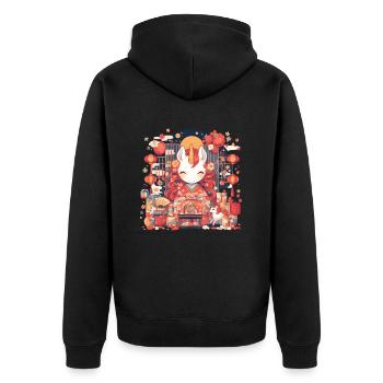 Licorne Kawaii Japonais - Veste à capuche bio Premium Unisexe - noir - Dos - Nico (187cm)