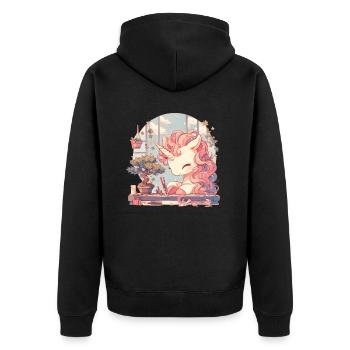 Licorne Kawaii Japonais - Veste à capuche bio Premium Unisexe - noir - Dos - Nico (187cm)
