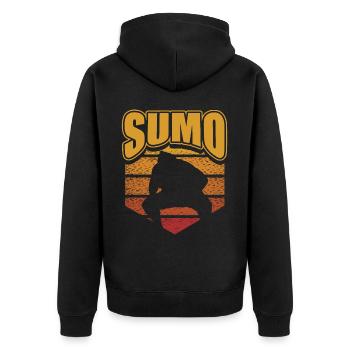 Sumo - Unisex Premium Bio Zip Hoodie - Schwarz - Hinten - Nico (187cm)