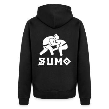 Sumo - Unisex Premium Bio Zip Hoodie - Schwarz - Hinten - Nico (187cm)