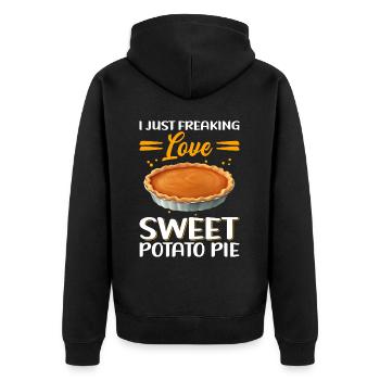 Sweet Potato Pie Sweet Potato Pie Gift - Unisex Premium Organic Zip Hoodie - black - Back - Nico (187cm)