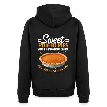 Sweet potato cakes are like gift - Unisex Premium Organic Zip Hoodie - black - Back - Nico (187cm)