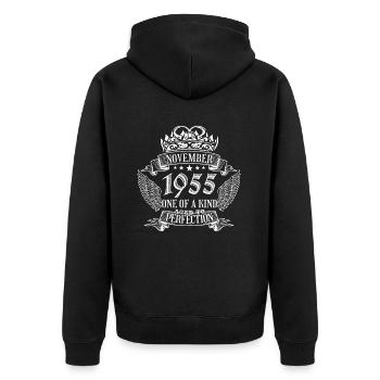 Unique en son genre novembre 1955 anniversaire - Veste à capuche bio Premium Unisexe - noir - Dos - Nico (187cm)