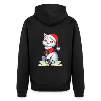 Cat Christmas Book St. Nicholas Cats Child Meow - Unisex Premium Organic Zip Hoodie - black - Back - Nico (187cm)