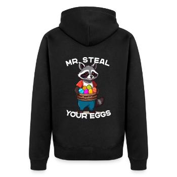Eier Dieb Waschbär Osterhasen Lustiges Design - Unisex Premium Bio Zip Hoodie - Schwarz - Hinten - Nico (187cm)