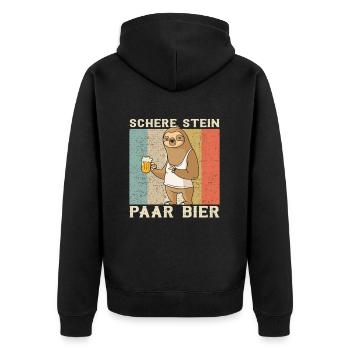 Scissors Stone Couple Beer Beer Sloth - Unisex Premium Organic Zip Hoodie - black - Back - Nico (187cm)