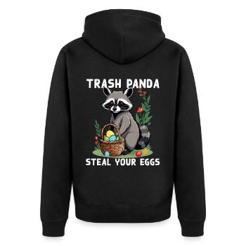 Funny Raccoon Saying Easter Bunny Design - Unisex Premium Organic Zip Hoodie - black - Back - Nico (187cm)