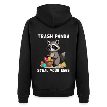 Lustiger Waschbär Spruch Waschbären Osterhasen - Unisex Premium Bio Zip Hoodie - Schwarz - Hinten - Nico (187cm)
