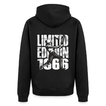Limited Edition 1966 Limited Edition Cricket - Unisex Premium Bio Zip Hoodie - Schwarz - Hinten - Nico (187cm)