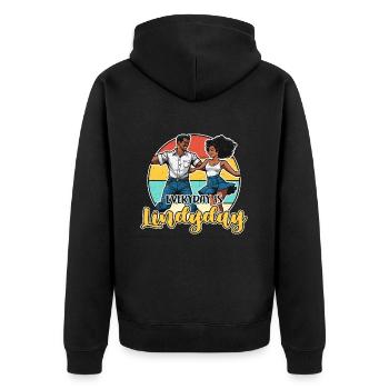 Swing Dance Everyday Is Lindyday Retro Dancing - Unisex Premium Bio Zip Hoodie - Schwarz - Hinten - Nico (187cm)
