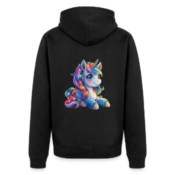 Licorne Noël Kawaii - Veste à capuche bio Premium Unisexe - noir - Dos - Nico (187cm)
