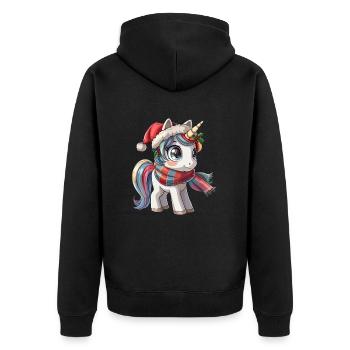 Licorne Noël Kawaii - Veste à capuche bio Premium Unisexe - noir - Dos - Nico (187cm)