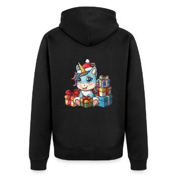Licorne Noël Kawaii - Veste à capuche bio Premium Unisexe - noir - Dos - Nico (187cm)