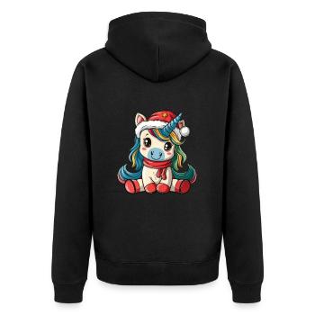 Licorne Noël Kawaii - Veste à capuche bio Premium Unisexe - noir - Dos - Nico (187cm)