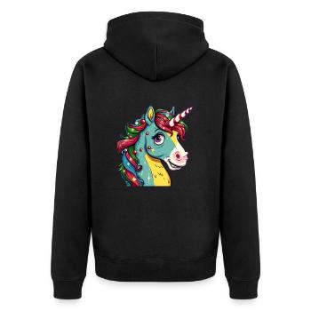 Licorne Noël Kawaii - Veste à capuche bio Premium Unisexe - noir - Dos - Nico (187cm)
