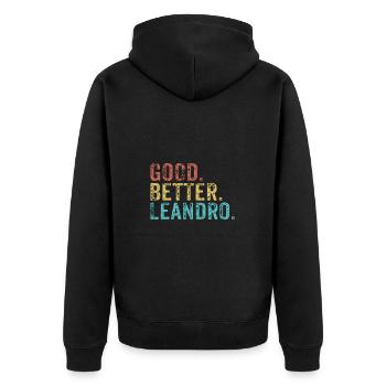 Cool guys are called leandro - Unisex Premium Bio Zip Hoodie - Schwarz - Hinten - Nico (187cm)