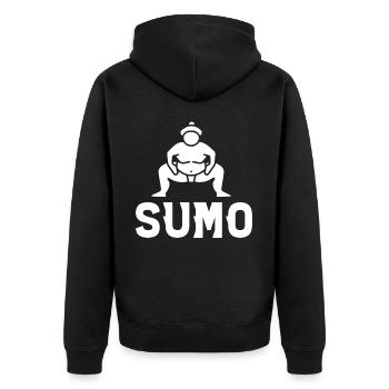 Sumo - Unisex Premium Bio Zip Hoodie - Schwarz - Hinten - Nico (187cm)
