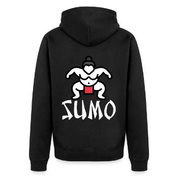 Sumo - Unisex Premium Bio Zip Hoodie - Schwarz - Hinten - Nico (187cm)
