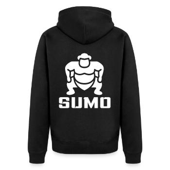 Sumo - Unisex Premium Bio Zip Hoodie - Schwarz - Hinten - Nico (187cm)